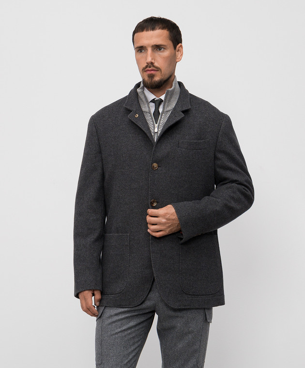 Brunello Cucinelli - Gray cashmere blazer MT4016265 - shop with