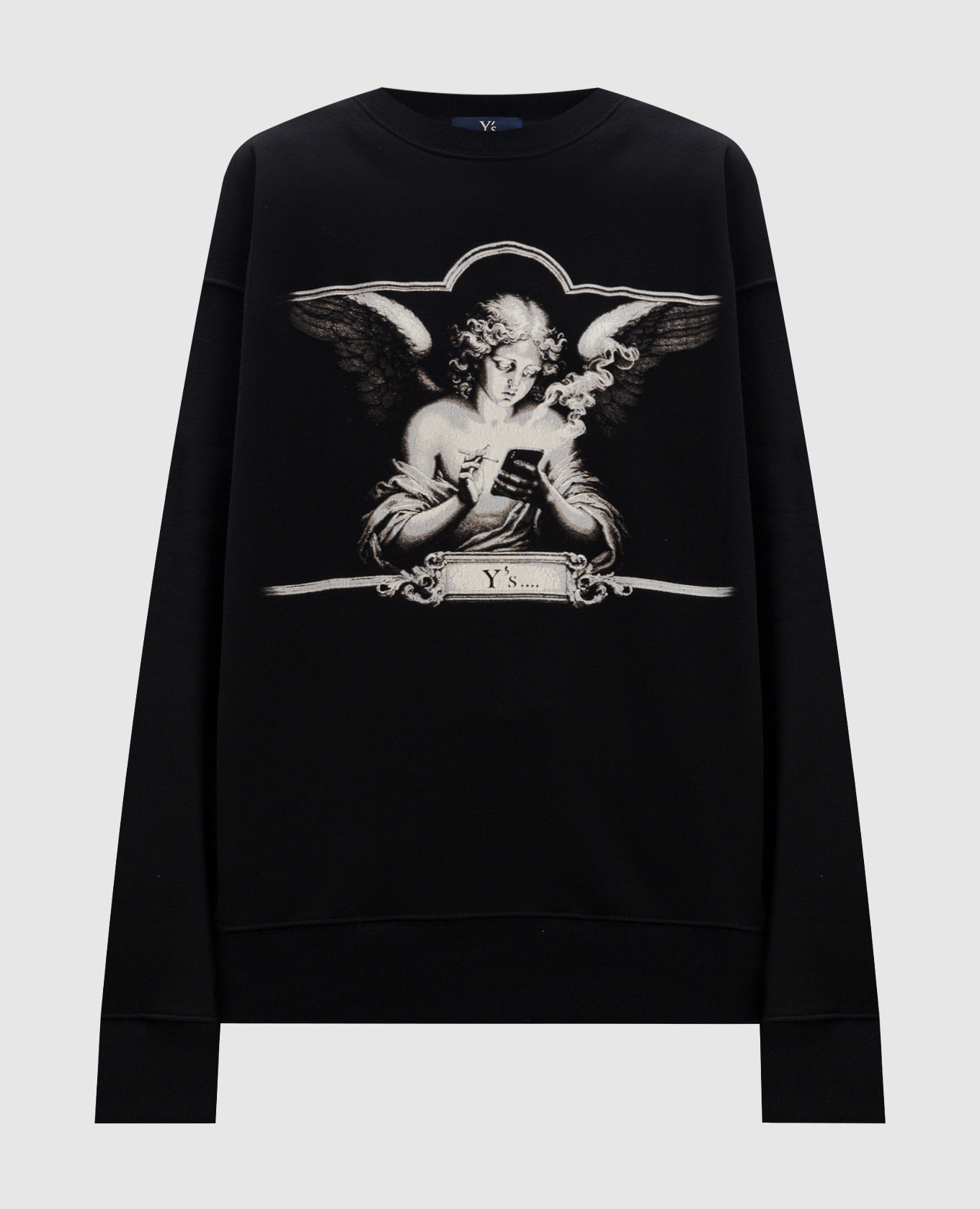 

Black hoodie with a crackle effect print Y`S Yamamoto