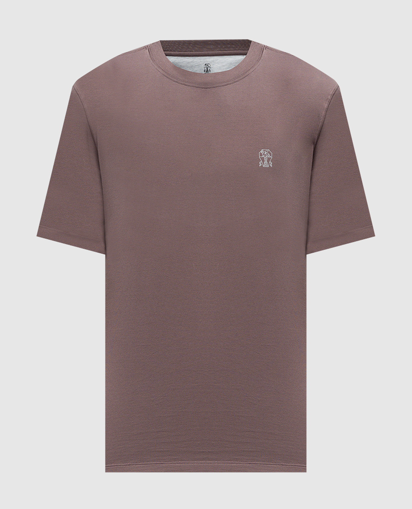 Purple t-shirt with logo emblem print brunello cucinelli
