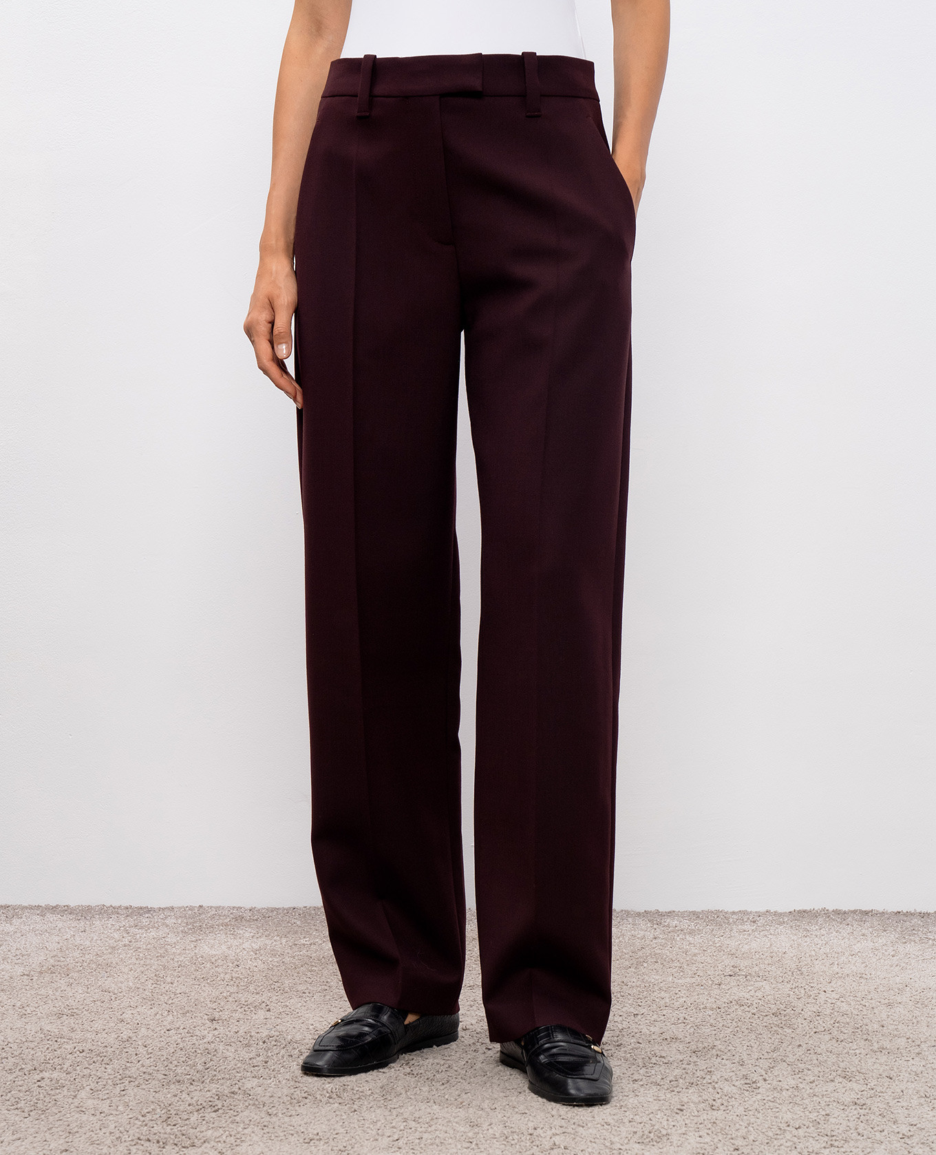 

Burgundy wool pants with monil chain Brunello Cucinelli
