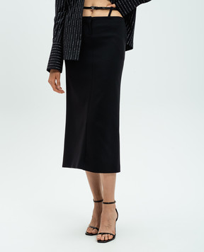 The Attico Black midi skirt with belt 248WCS225E100