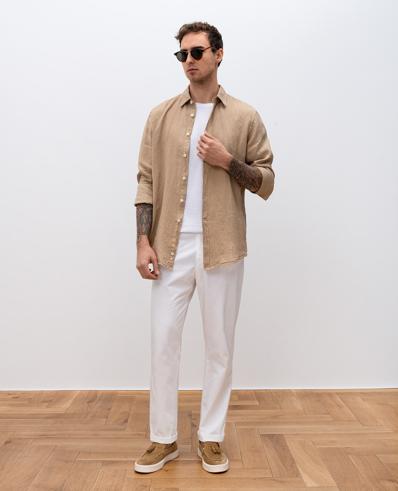 

Beige linen shirt Canali
