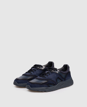 Santoni Blue suede sneakers with a degraded effect MBIM22112NOTTKOH