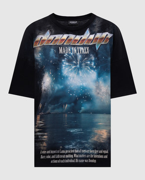 Dondup Black T-shirt with print DS034JF0350DIV5