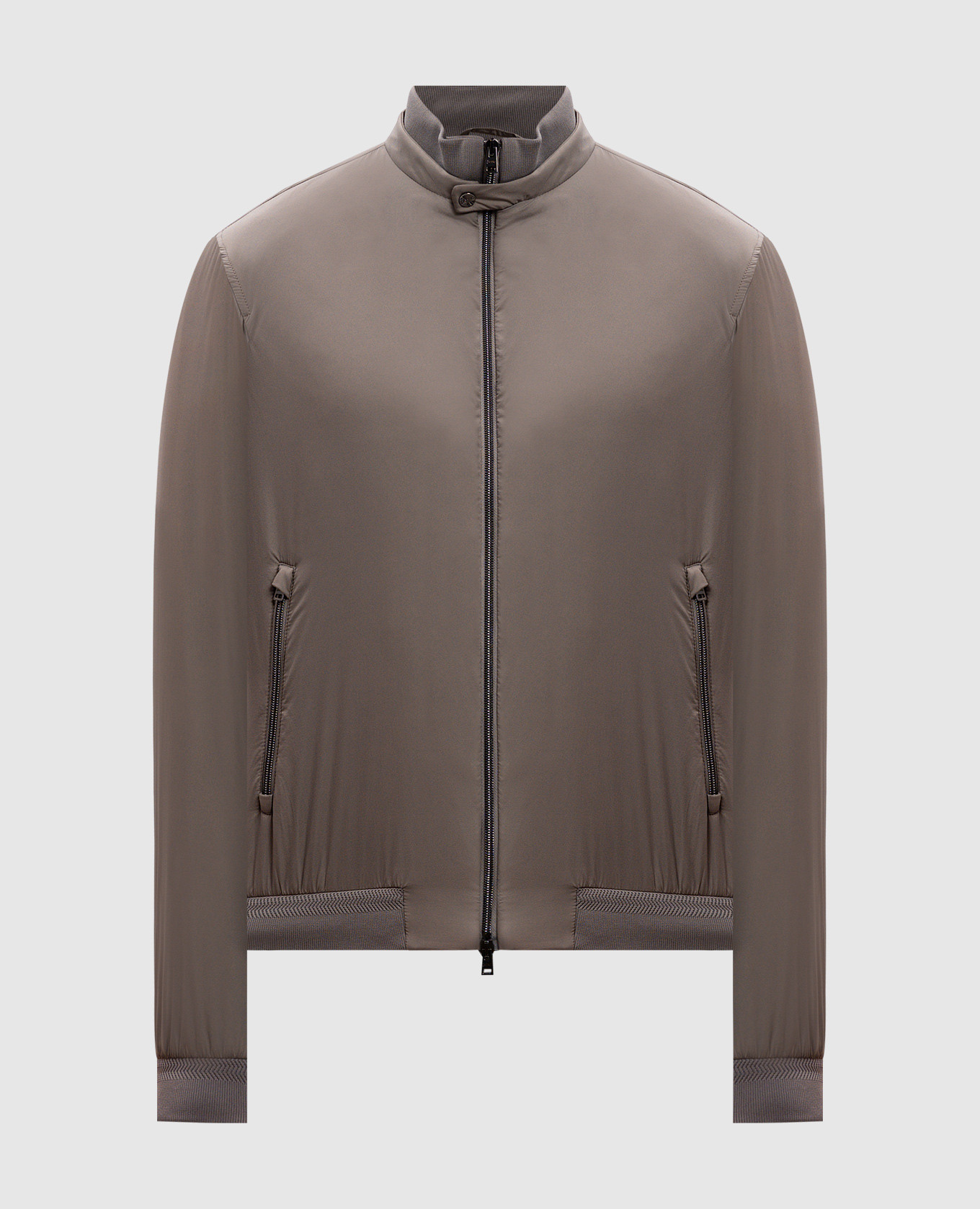 

Grey jacket with metal plate with engraved logo Herno