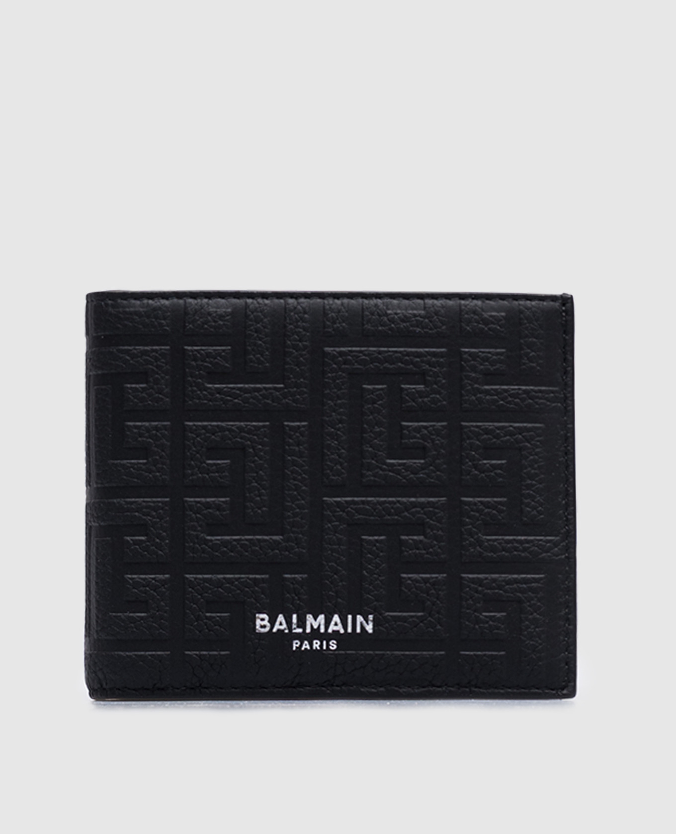 

Black leather wallet with logo Balmain
