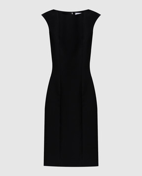 Alexander McQueen Black wool midi sheath dress 819067QJADA