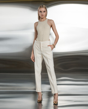 WARDROBE.NYC Beige pants made of wool with stripes W2015PC