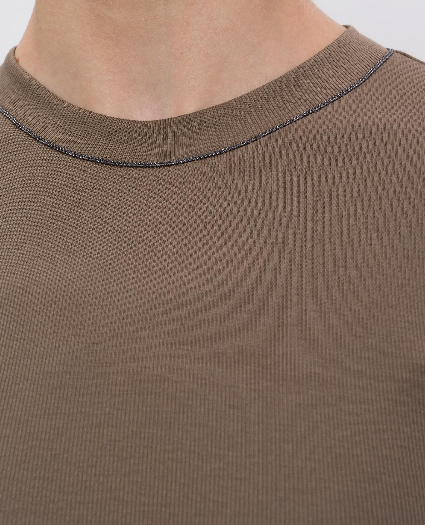 

Brown ribbed top with monil chain Brunello Cucinelli