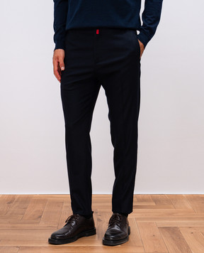 Kiton Blue wool trousers with logo UPLACK0123E