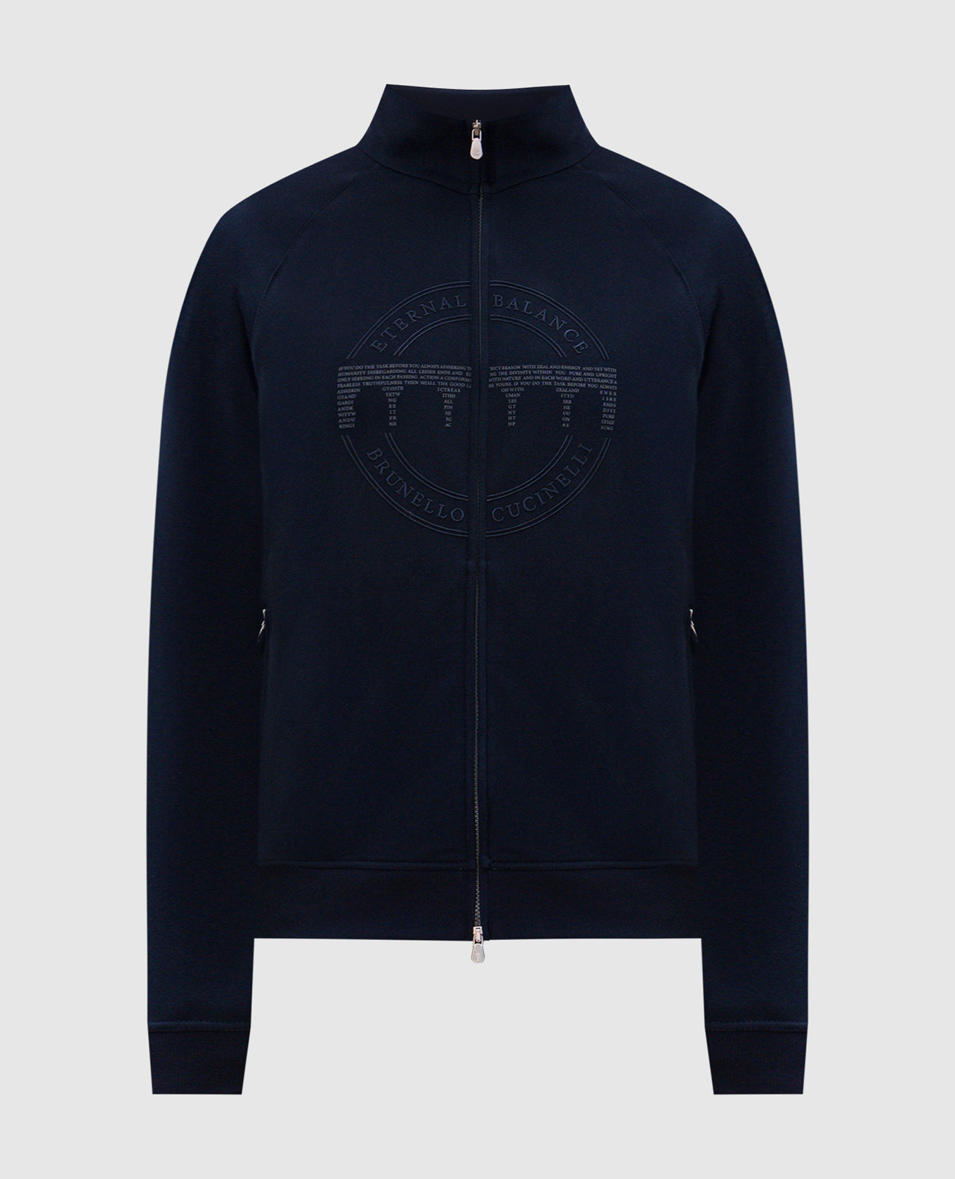 Blue sports jacket with eternal balance print brunello cucinelli