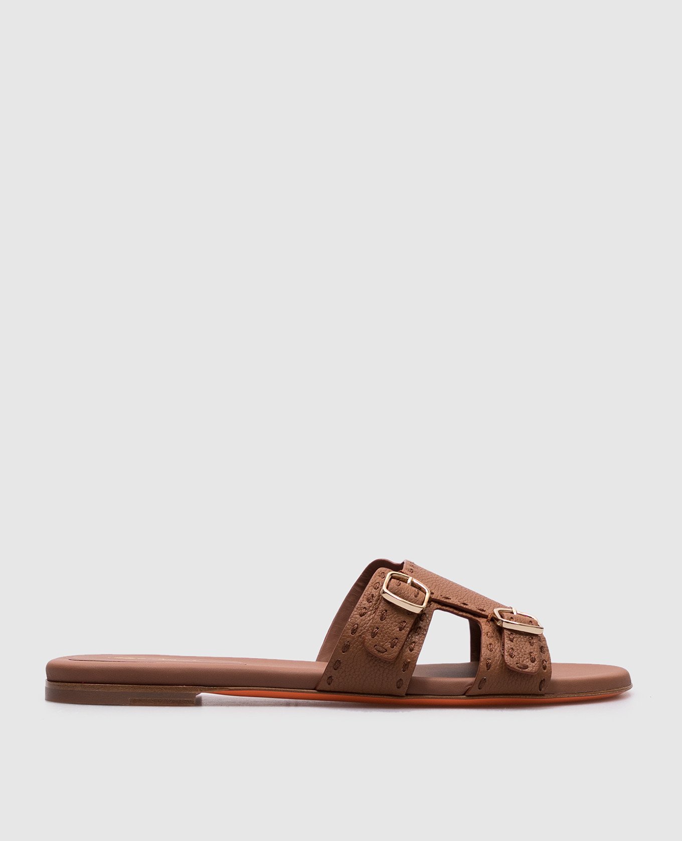 

Brown embossed leather flip-flops Santoni