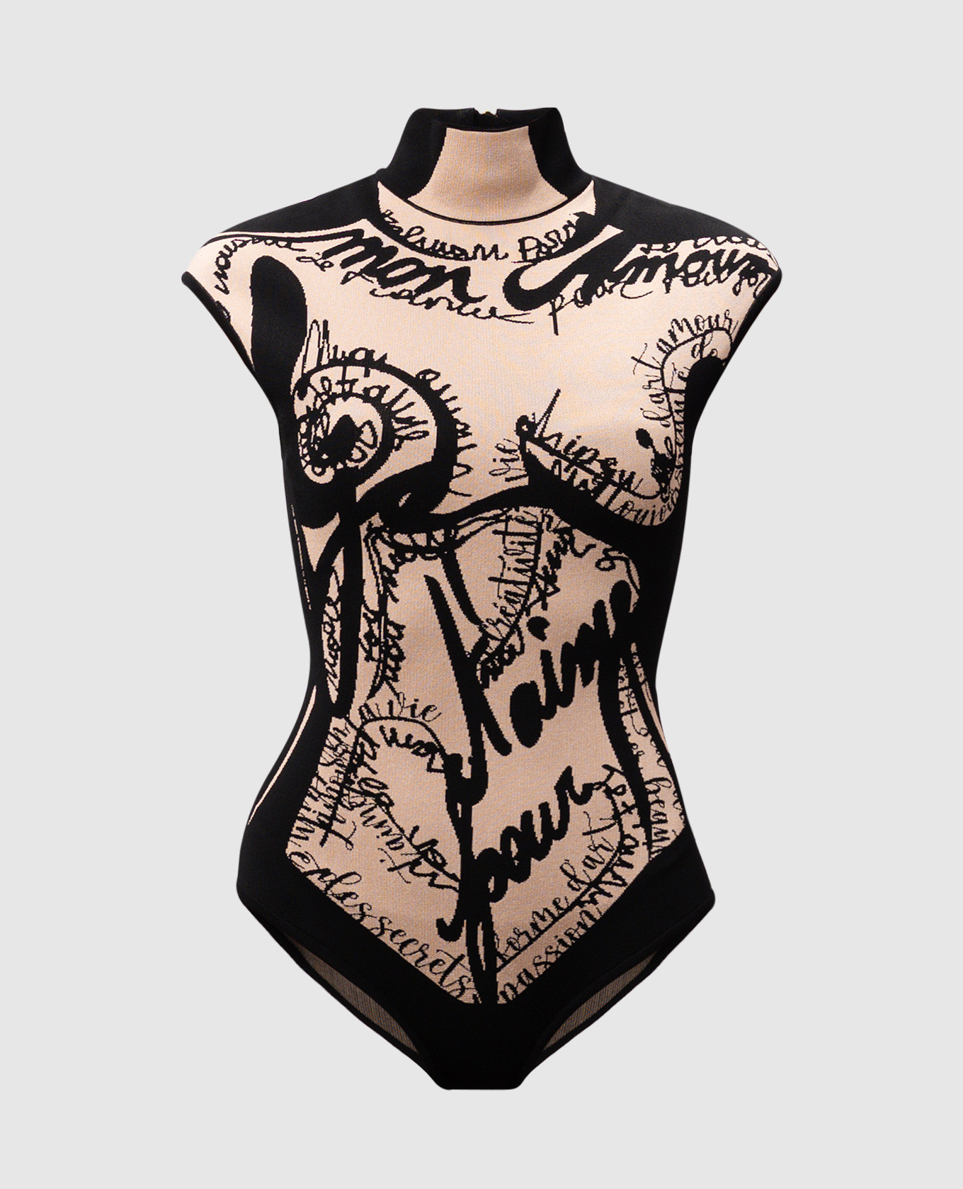 

Black bodysuit with branded pattern Balmain