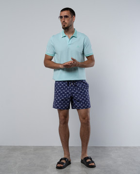 Vilebrequin Jim Starlettes Bicolore Blue Logo Print Swim Shorts MOOAB109