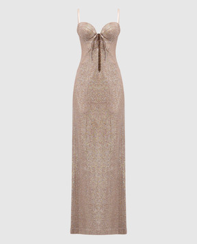 Giuseppe Di Morabito Milano Beige bustier maxi dress with crystals 04SSDR457FC04428AC