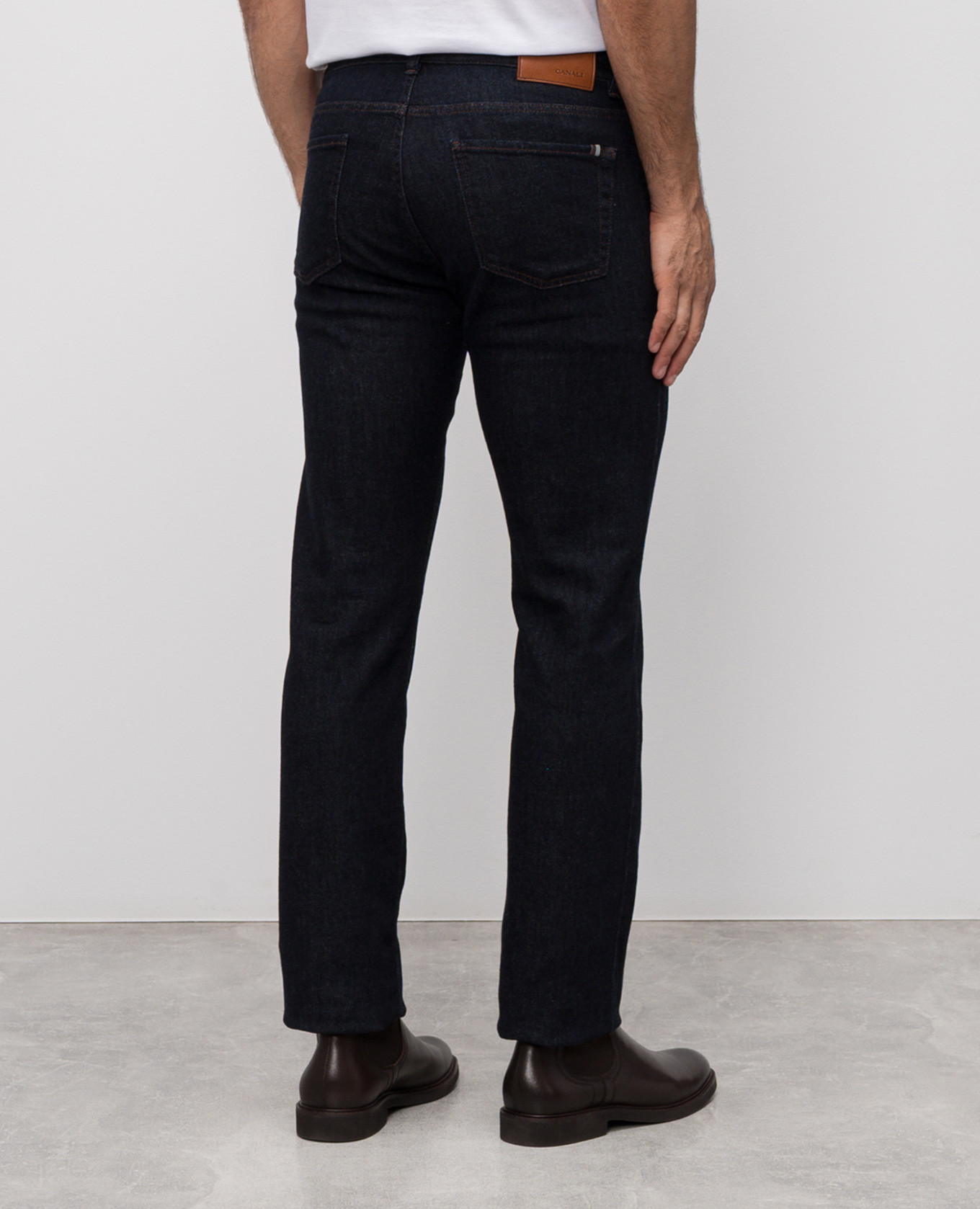 

Blue jeans with cashmere and logo patch Canali