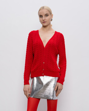 Solotre Red cardigan with textured pattern M3D0051D