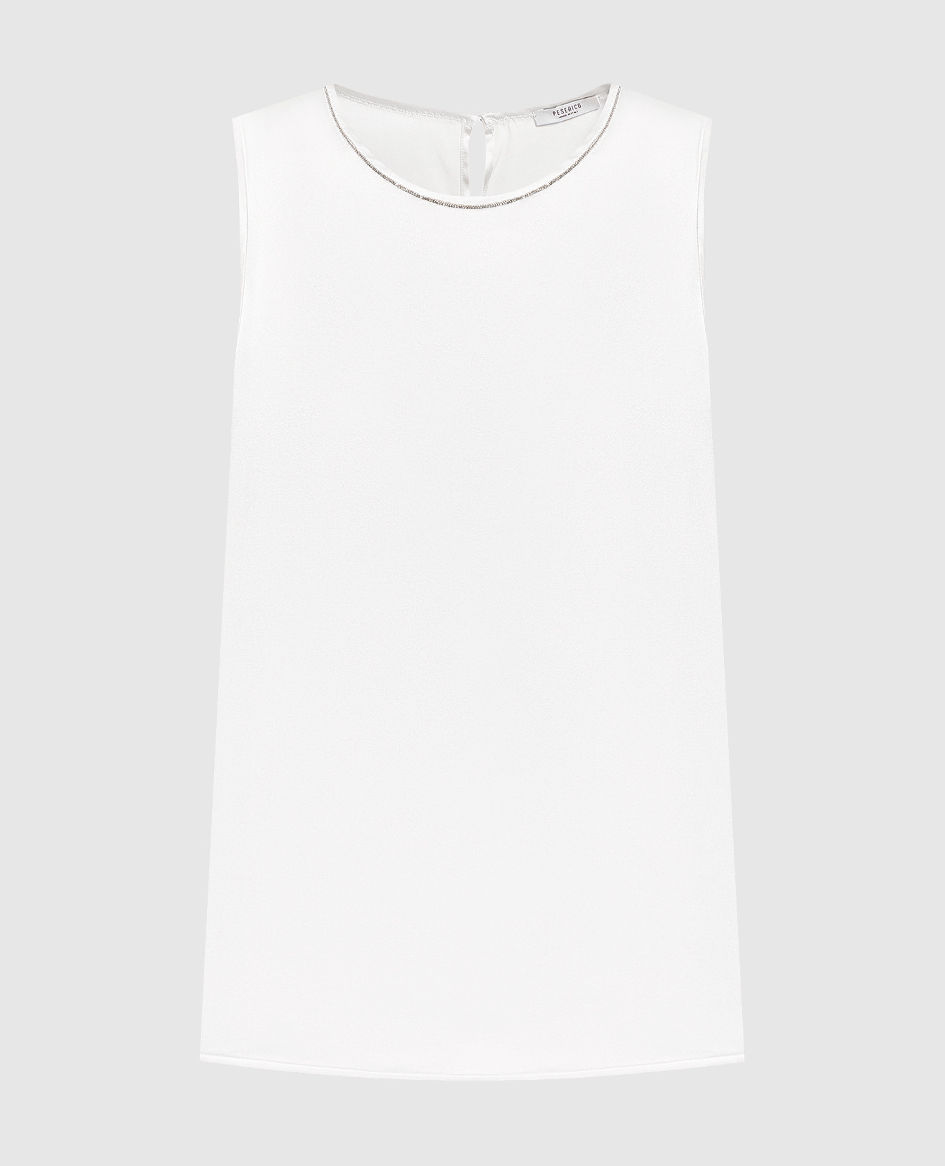 White silk top with monil chain trim Peserico