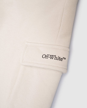 Off-White Children's beige jogger pants with logo print OBCH005S25FLE001