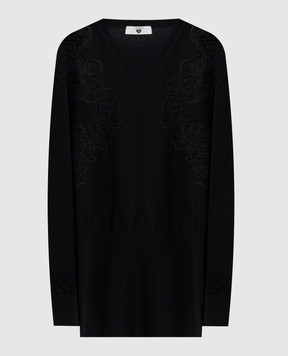 Twinset Black mini dress with floral embroidery 252LL3DEE