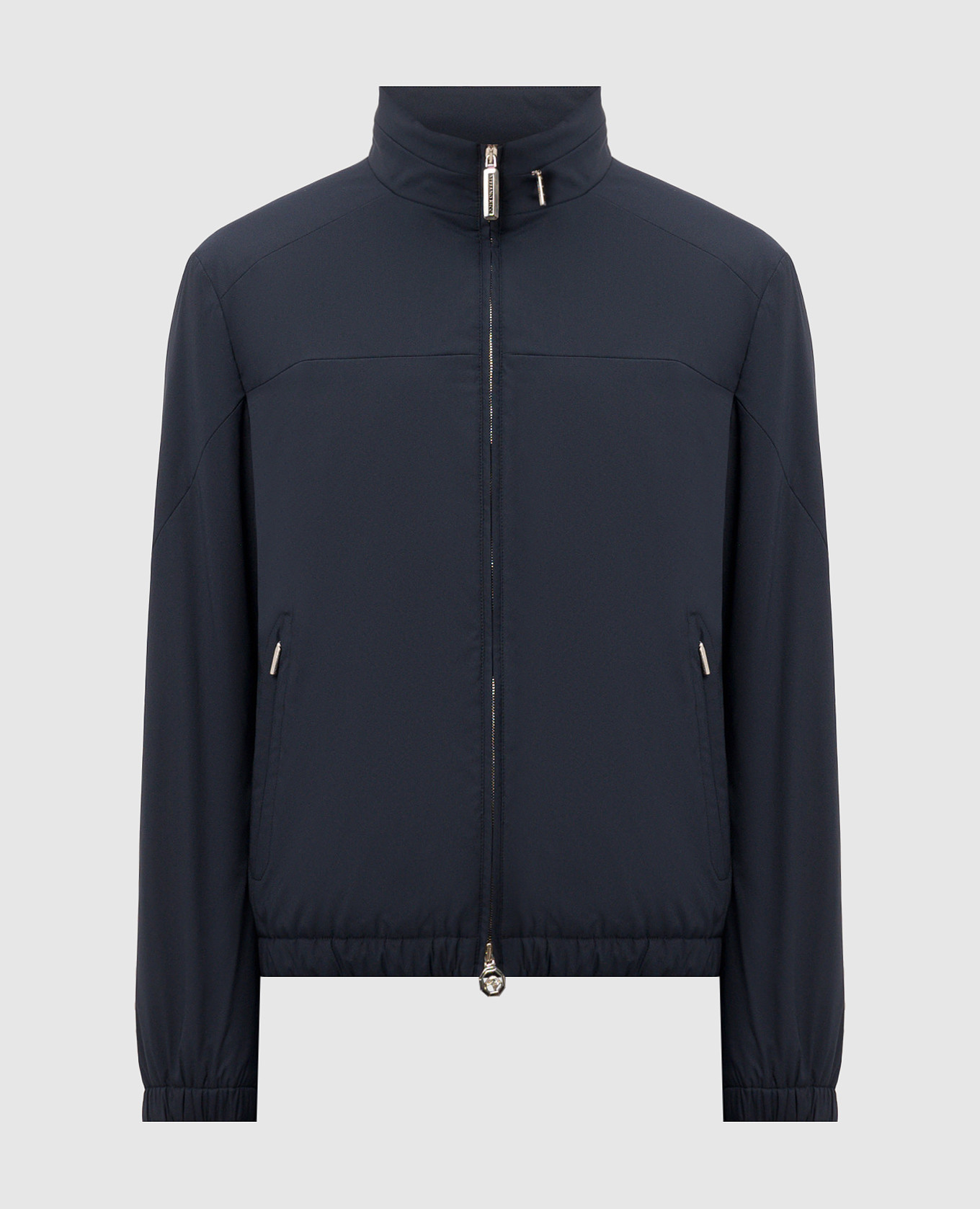 Blue logo wool and silk jacket stefano ricci