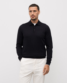 Peserico Blue wool polo shirt R59360F189770M