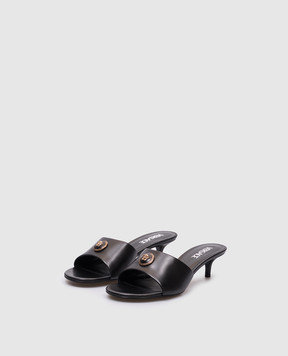 Versace Black leather mules with logo emblem 1018241DVT2P