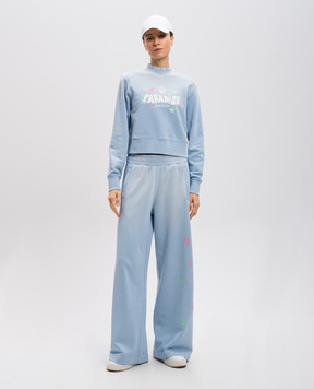 Palm Angels Paradise blue print sweatpants PWCH025S25FLE001