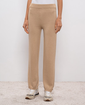Peserico Beige wool, silk and cashmere sweatpants S94107F1209283