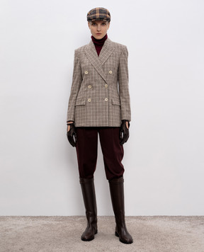 Brunello Cucinelli Burgundy cashmere turtleneck with monil chain M12150103P