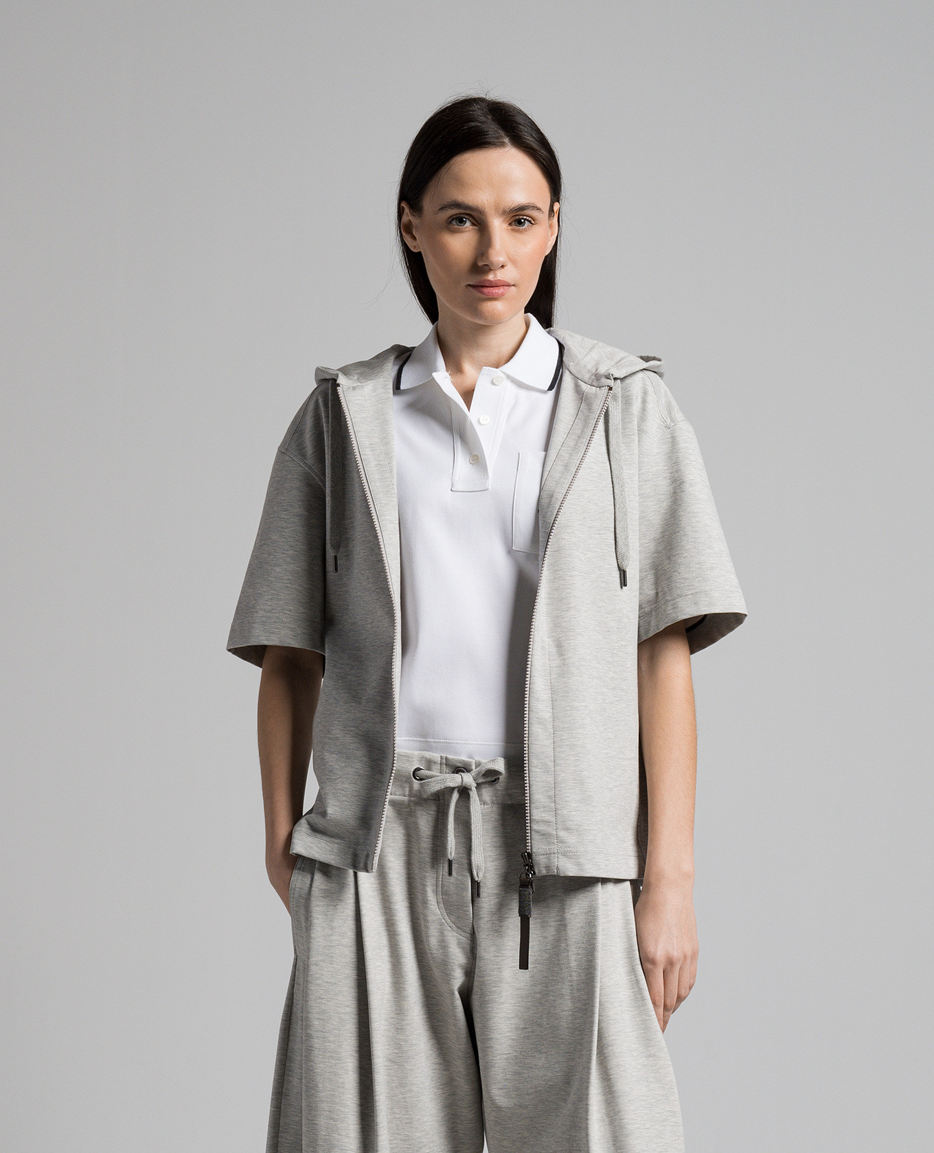 

Gray melange sports jacket with monil chain Brunello Cucinelli, Grey