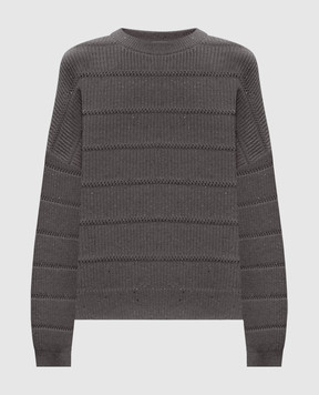 Brunello Cucinelli Gray cashmere and wool sweater with sequins MBM738200P