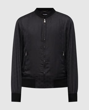 Dolce&Gabbana Black patterned silk bomber jacket G9PD5TFJ1JY