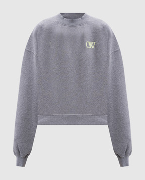 Off-White Gray melange sweatshirt with monogram logo embroidery OWBA075S25FLE004