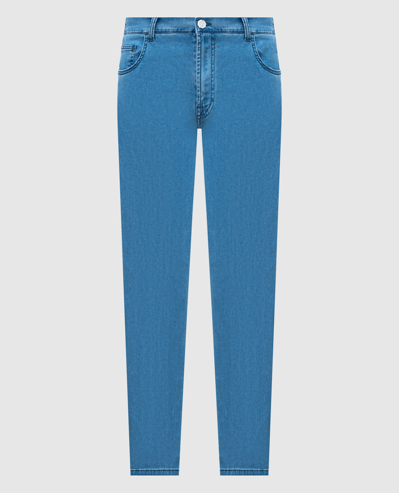 Blue jeans with logo patch Stefano Ricci
