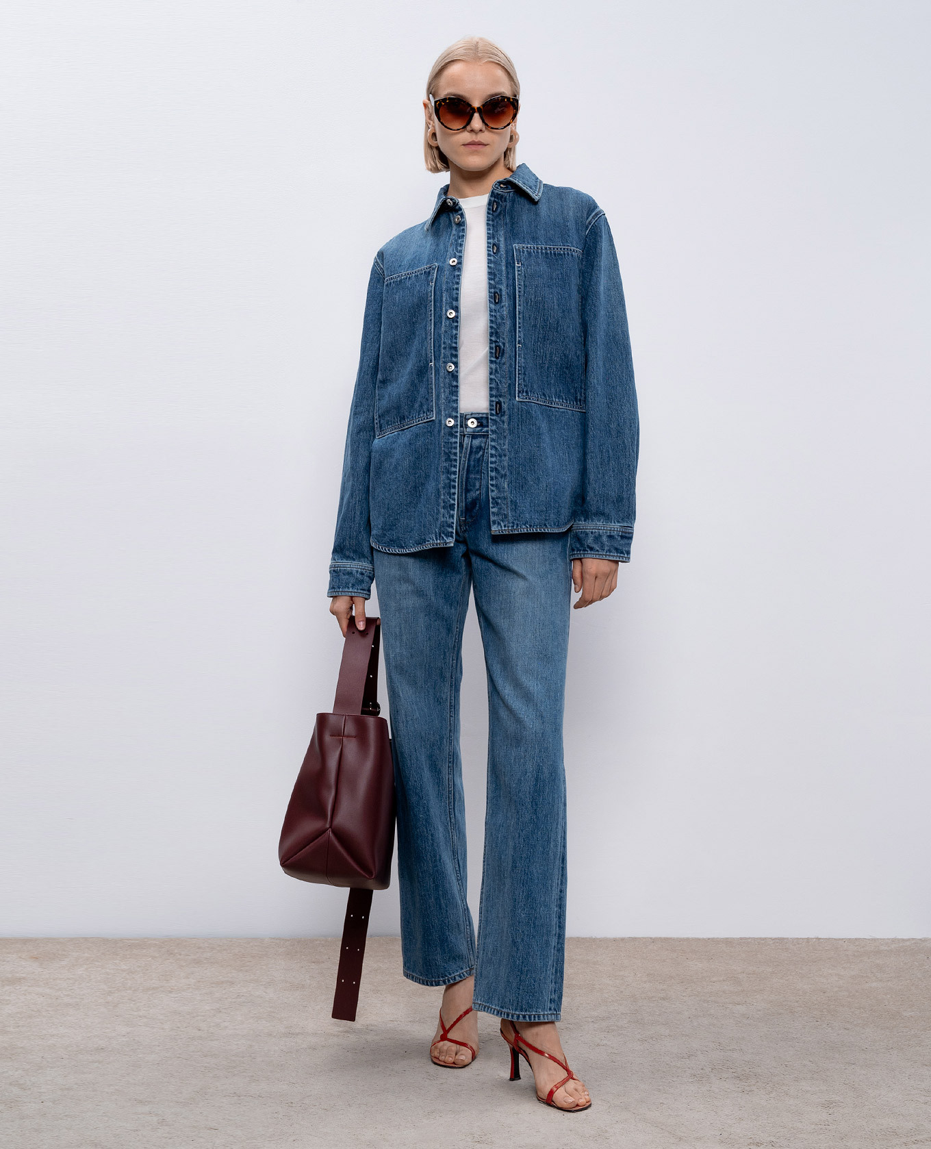 

Blue denim shirt with a distressed effect Jil Sander