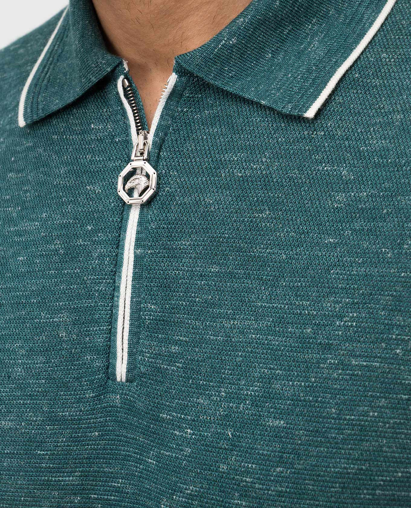 

Green silk, cashmere and linen polo shirt Stefano Ricci