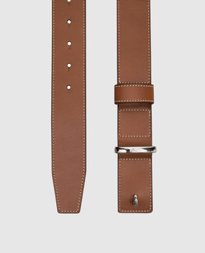 Max Mara Brown leather belt with logo BELTLOOP40