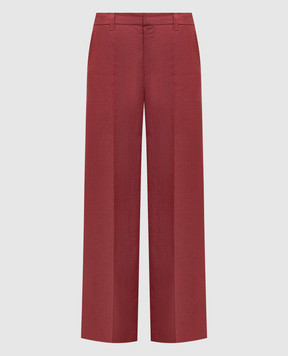 Brunello Cucinelli Pink hemp and linen pants with monil chain MH537P8724