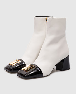 Balmain Edna ankle boots in white with textured PB logo DN1TE036LNPV
