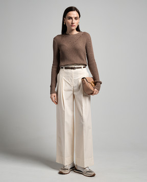 Peserico Beige flared pants with a high fit P04895T30A07948