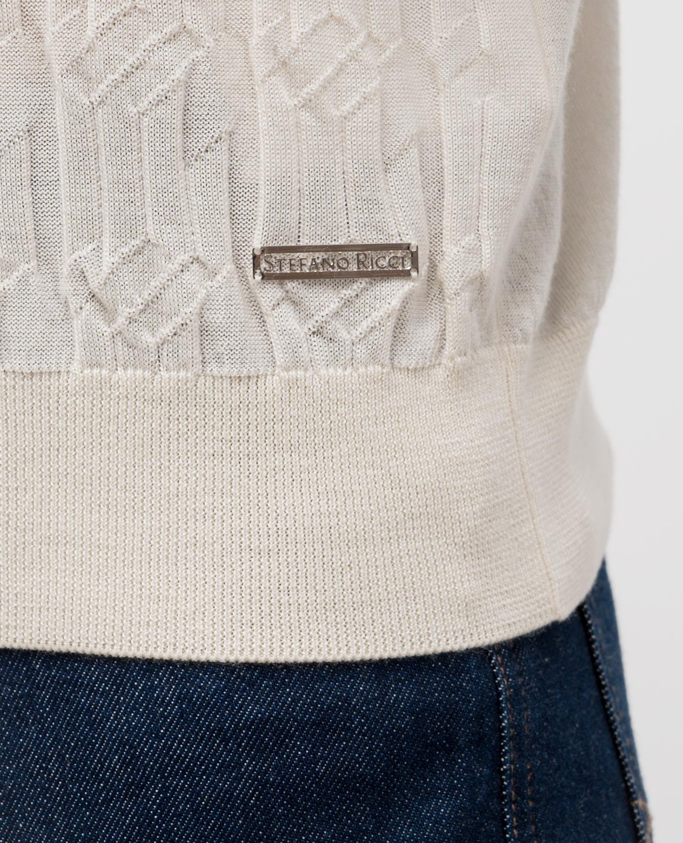 

Beige cashmere and silk polo shirt Stefano Ricci