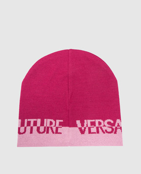 Versace Jeans Couture Pink wool cap with logo pattern 77HAZK57ZG315