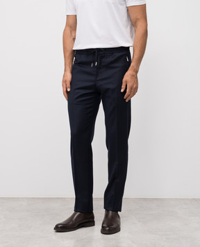 Bertolo Cashmere Blue cashmere and wool pants 000290001391