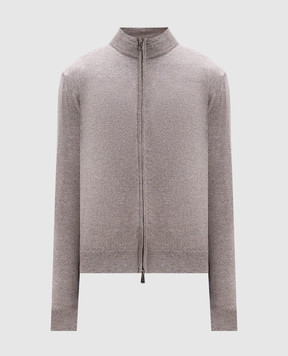 Cashmere&Whiskey Beige melange merino wool cardigan 97396