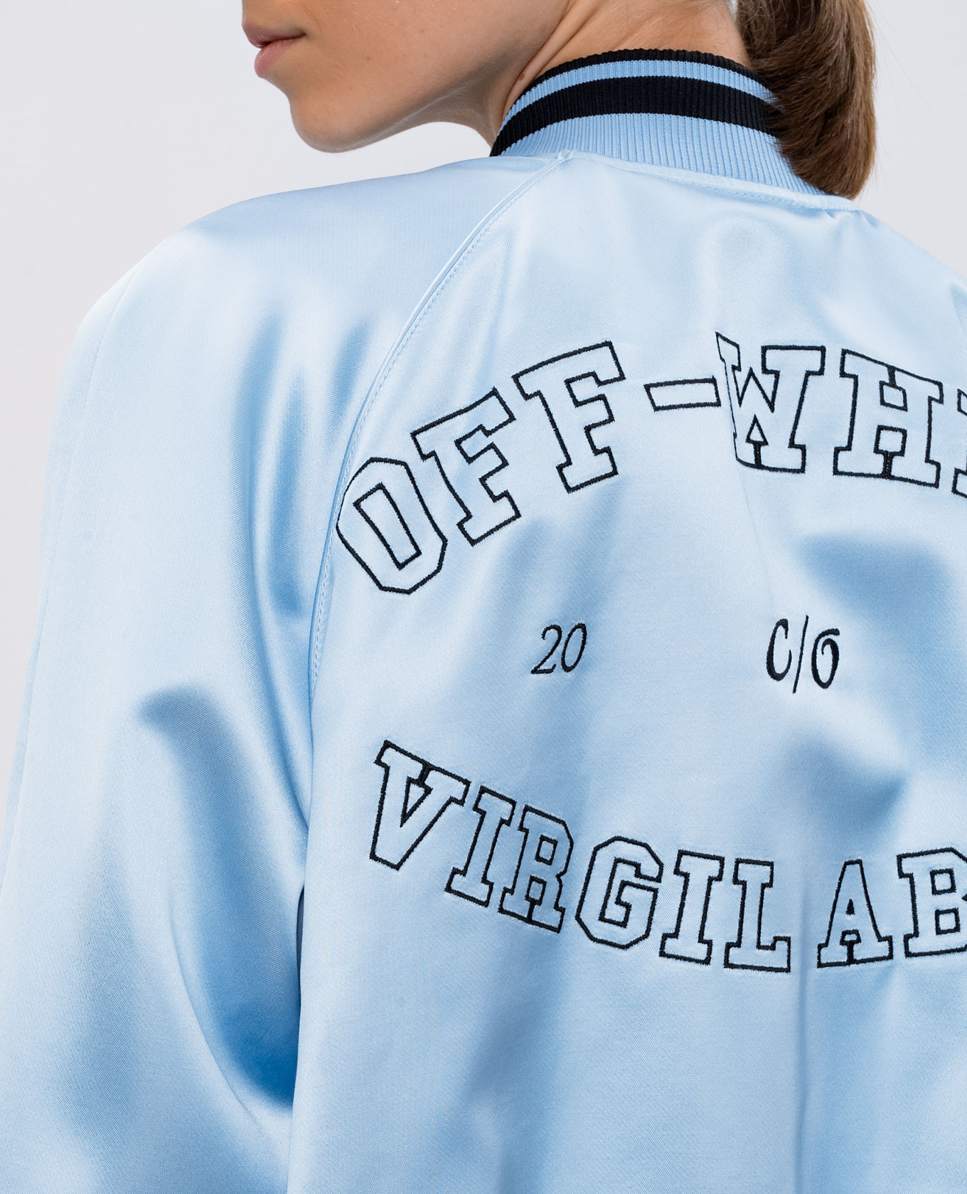 

Blue bomber jacket with contrasting logo embroidery Off-White, Голубой