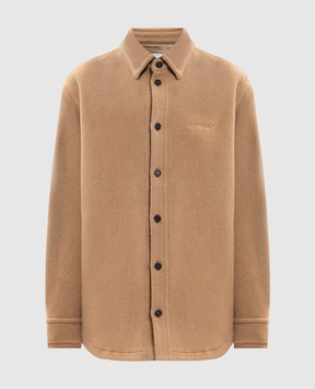 Off-White Beige cashmere insulated shirt with logo 2ES005F25FAB001