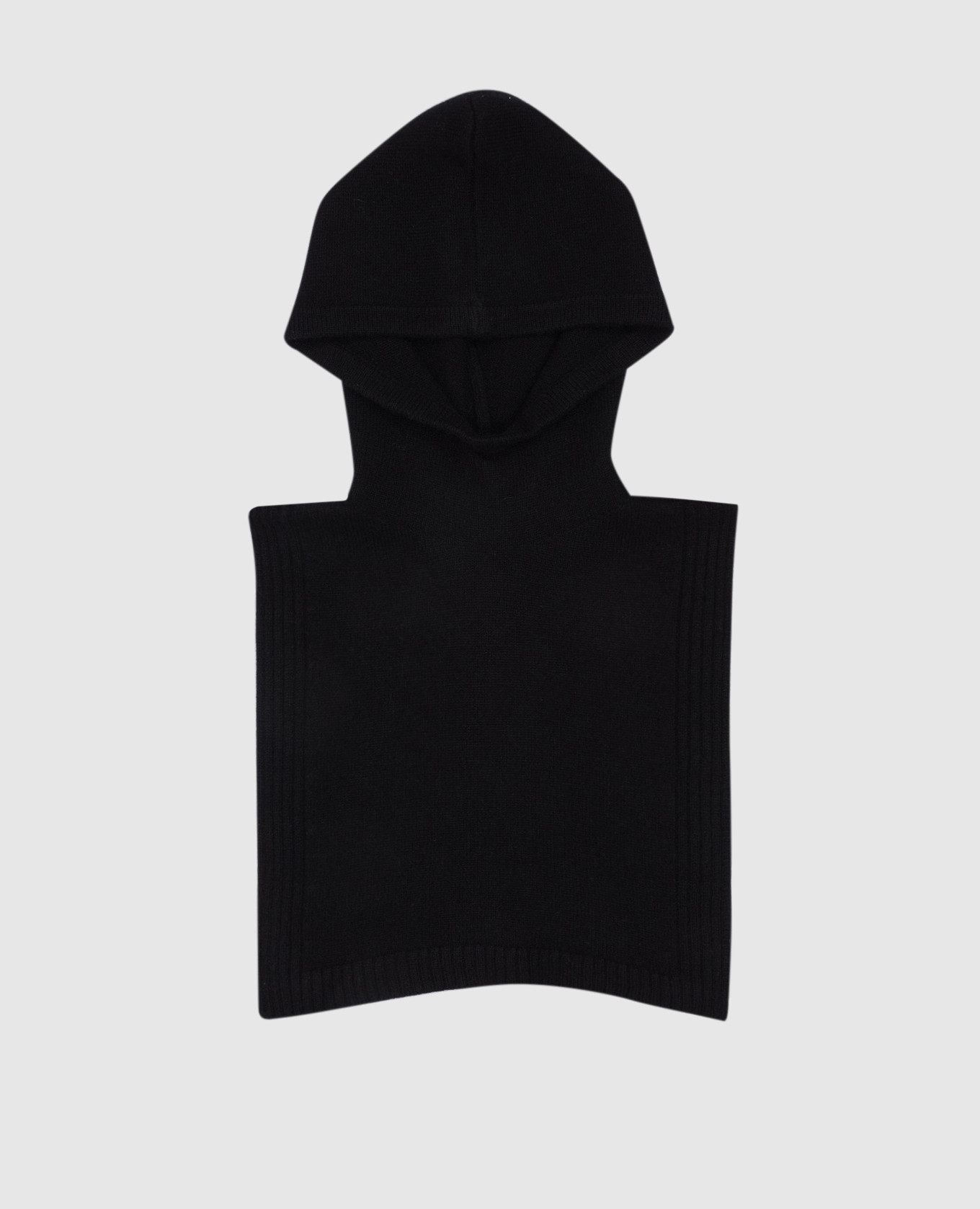

Black hood with wool and cashmere bib Yves Salomon, Черный