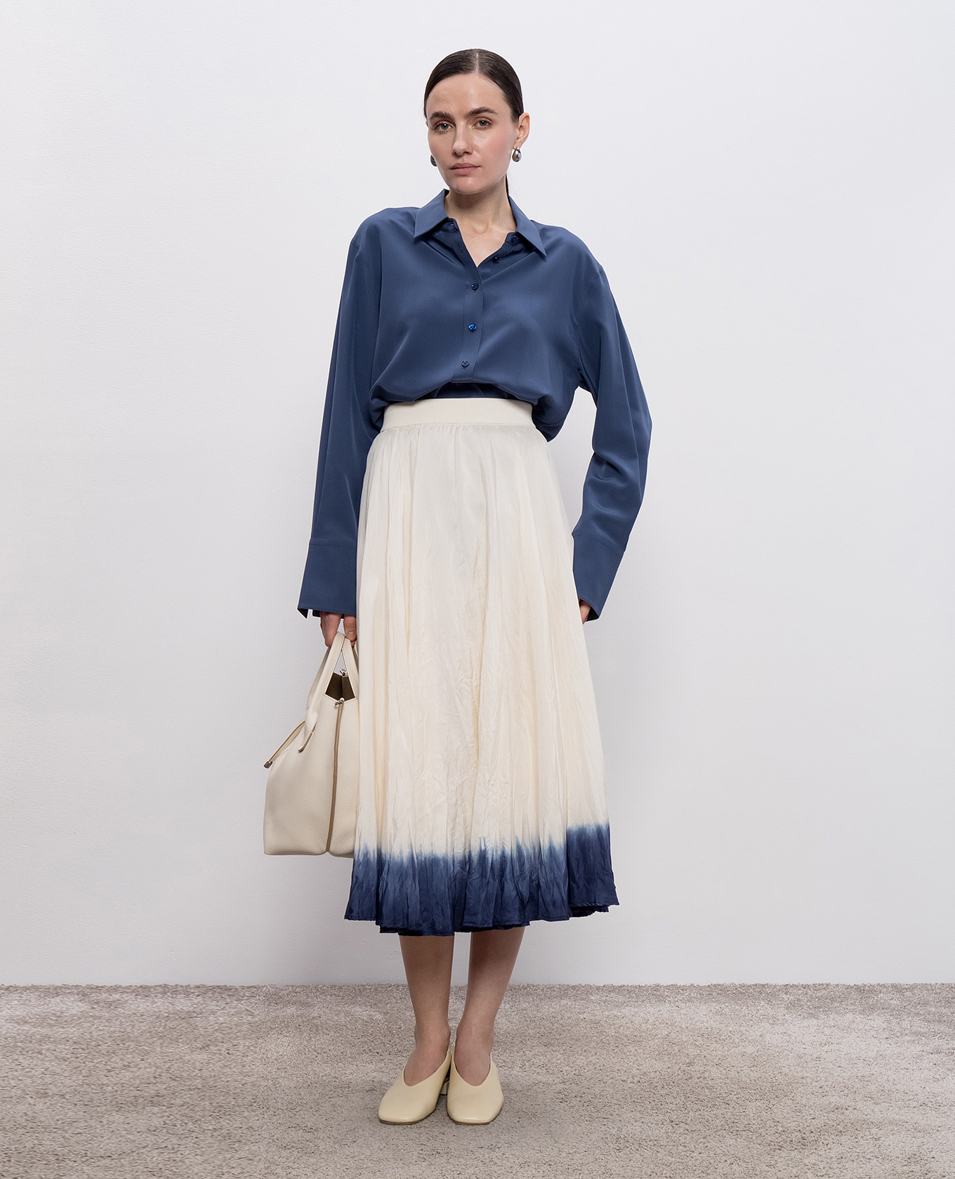 

White midi skirt in silk with a reaper effect JOSEPH