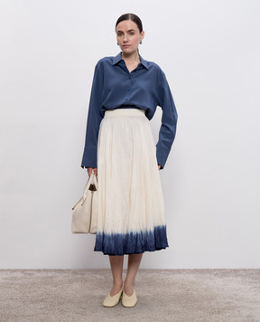 JOSEPH White midi skirt in silk with a reaper effect JF009054
